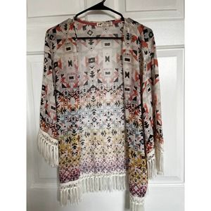 Jolt boho hippie southwestern sheer fringe open top size S Festival top